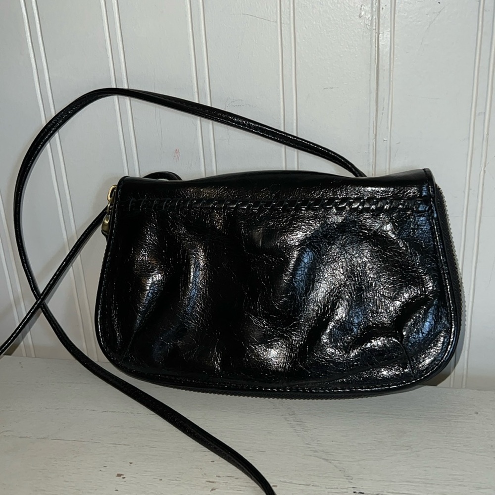 HOBO Black leather bottom zip crossbody purse
